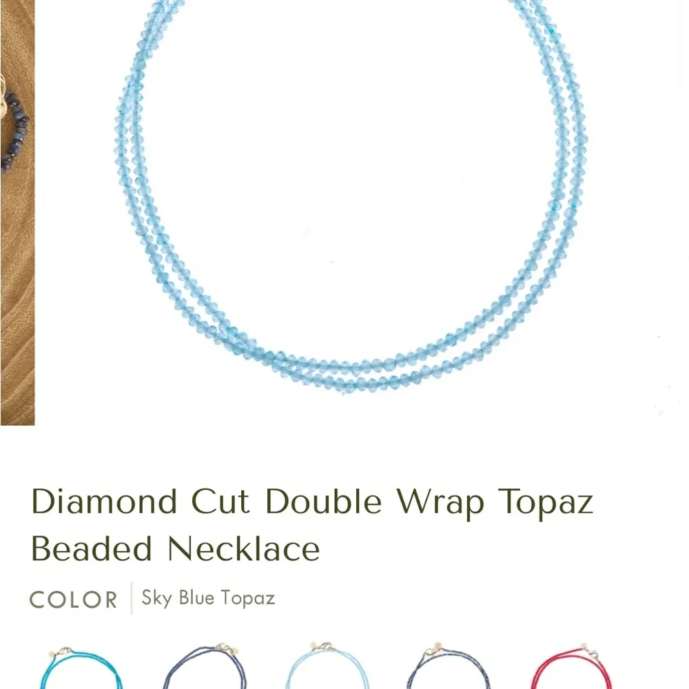 Jane Win Sky Blue Topaz Double Wrap Necklace - Picture 7 of 7